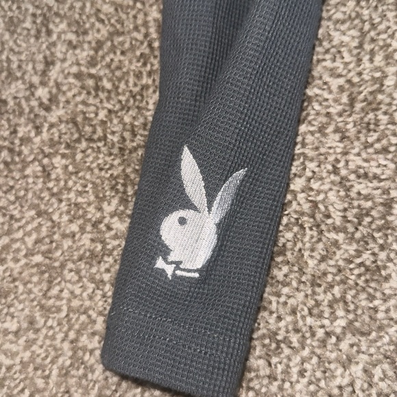 Playboy x Missguided Grey Waffle Crop Top And Joggers Gray Long Sleeve Comfy - Picture 3 of 4